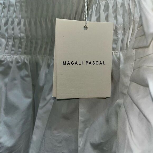 Magali Pascal Odella Off White Ruffle Shirred Yoke Cotton Top Size M NWT - Picture 4 of 10